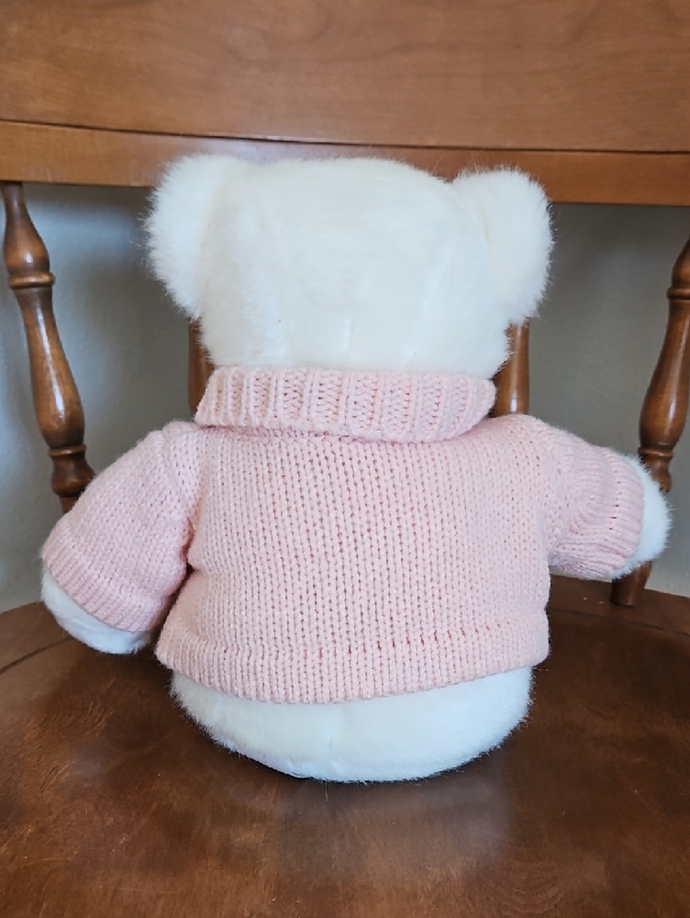 Ralph Lauren Romance White Plush Bear in Pink Knit Sweater - Picture 6 of 12